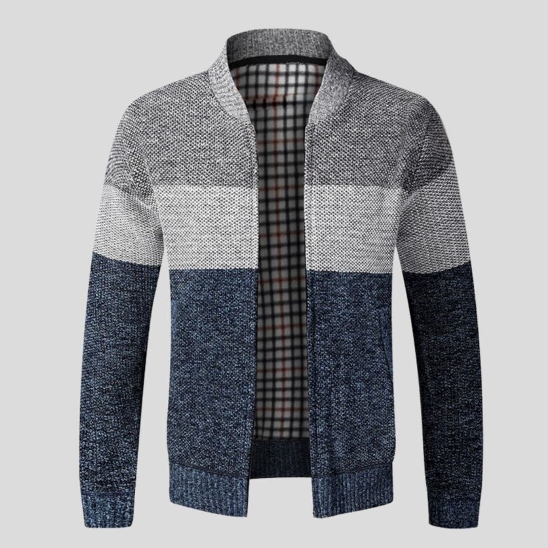 WW | Strickjacke Reißverschluss Gerippter Kragen, Bündchen Und Saum Bequeme Passform
