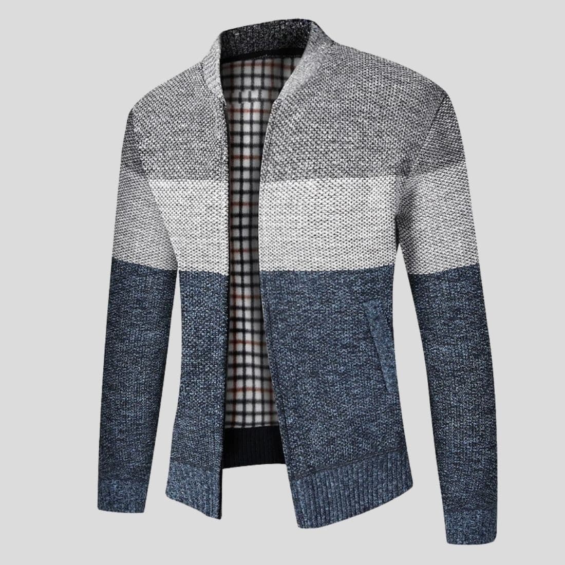 WW | Strickjacke Reißverschluss Gerippter Kragen, Bündchen Und Saum Bequeme Passform