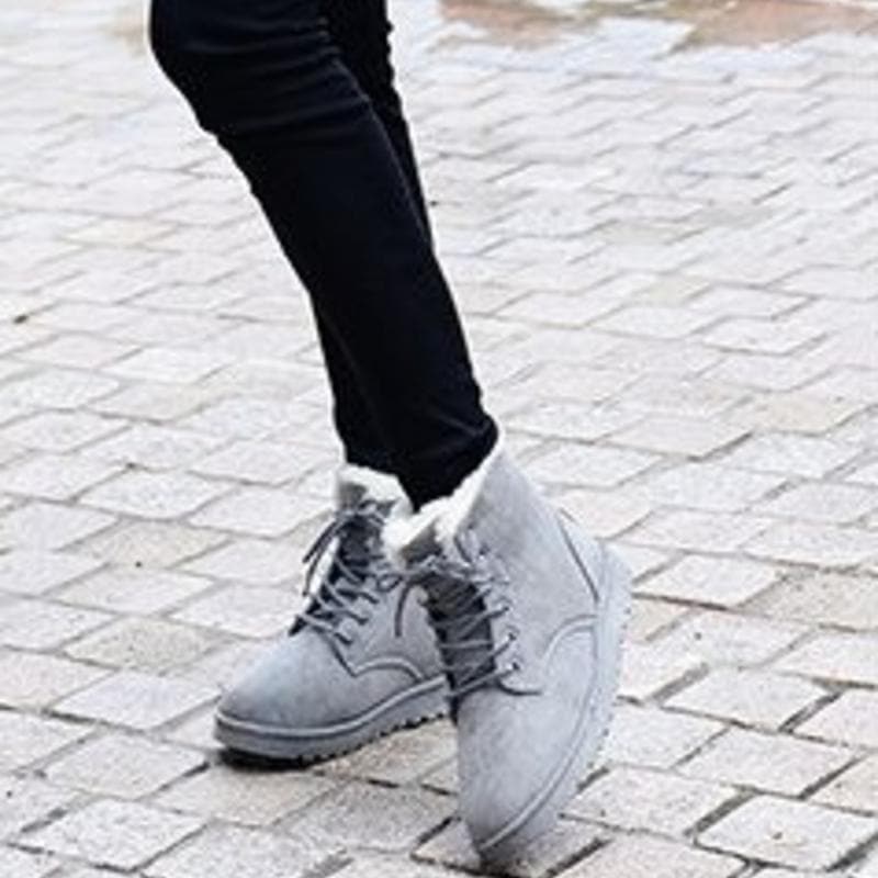 WW | Stiefeletten Wildlederlook Warm Gefüttert Schnürung Gummisohle