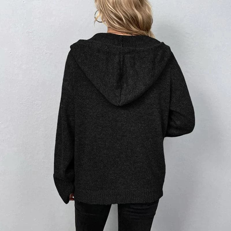 WW | Weicher Strick Kapuzenpullover Strickjacke