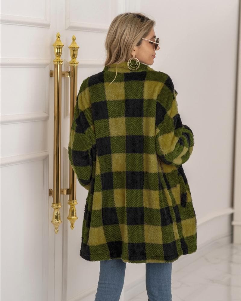 WW | Coat - Plus Size - Soft and Warm - Plaid Pattern - Button Closure