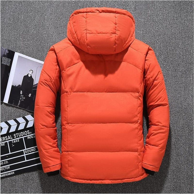 WW | Water-Repellent Down Jacket with Hood & Zipper Pockets, Warm & Padded