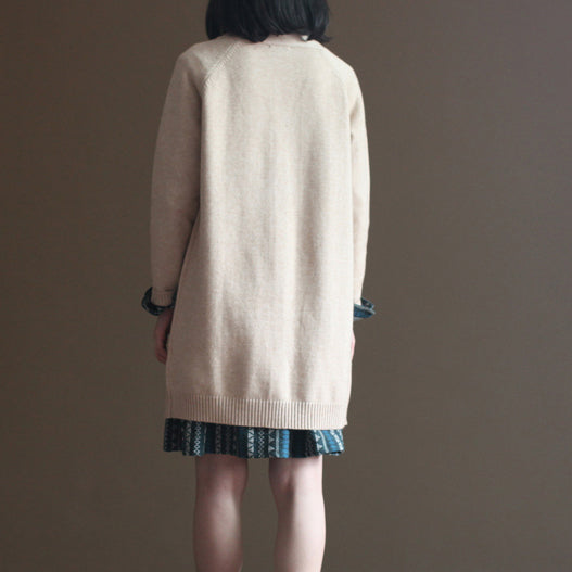 WW | Herbstschokolade der Kaninchen Wollmischung gestrickte Cardigans Vintage Plus Size Pullover Mäntel