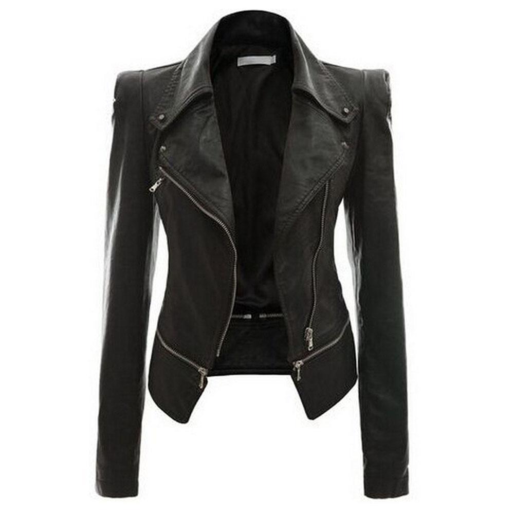 WW - Women's Asymmetrical Zipper Motorcycle Jacket with Fitted Cut
