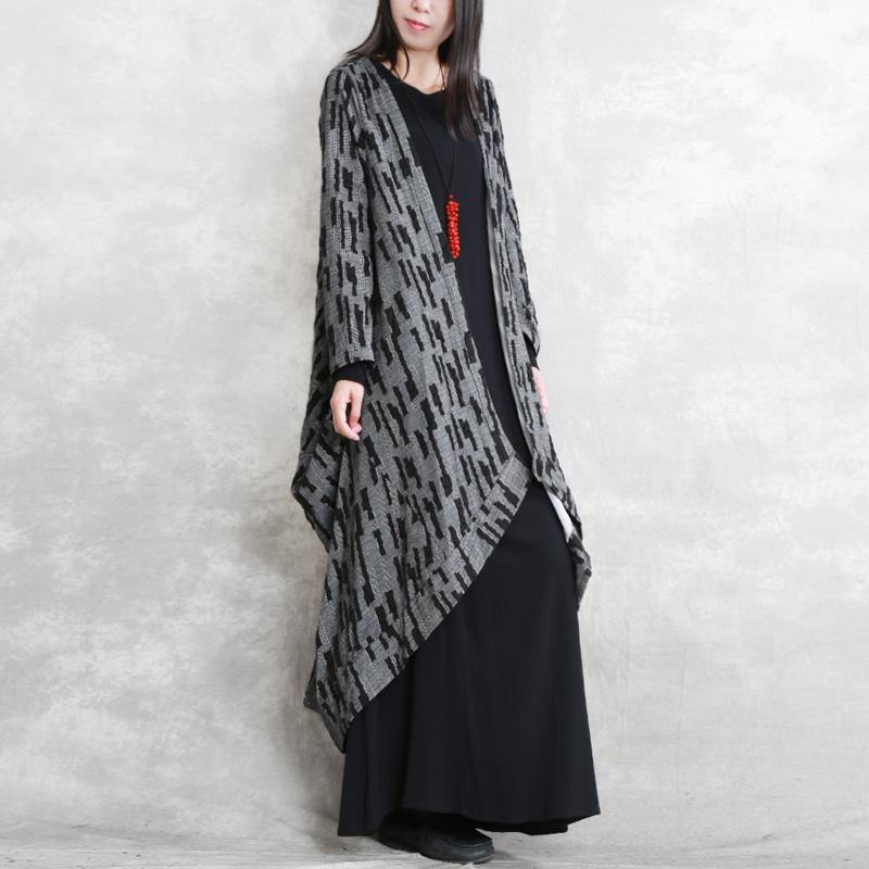 WW | Dark Grey Coats Oversized Asymmetrical Winter Coat Fashion Long Sleeve Patchwork Long Coats