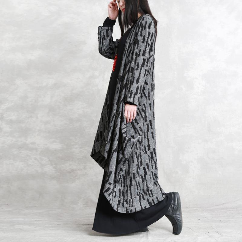WW | Dark Grey Coats Oversized Asymmetrical Winter Coat Fashion Long Sleeve Patchwork Long Coats