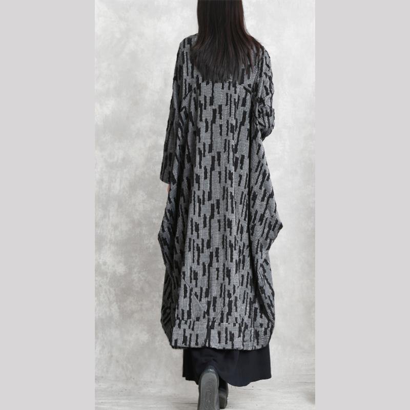 WW | dunkelgraue Mäntel oversized asymmetrischer Wintermantel Mode langärmelig Patchwork lange Mäntel