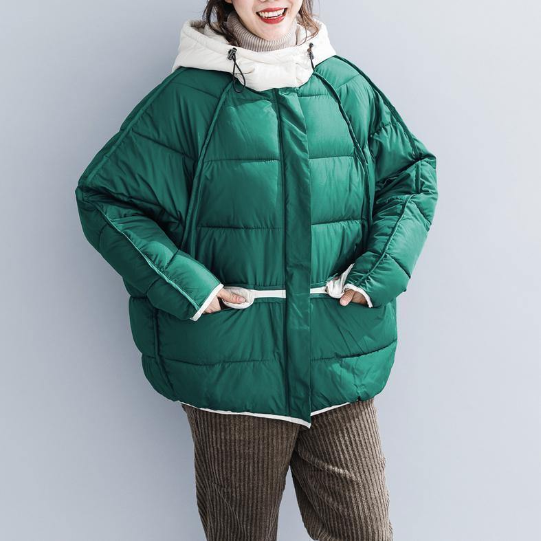 WW | hochwertige grüne Baumwolljacke Plus-Size-Bekleidung mit Kapuze Kordelzug dicke Taschen mit Reißverschluss Baumwolljacken