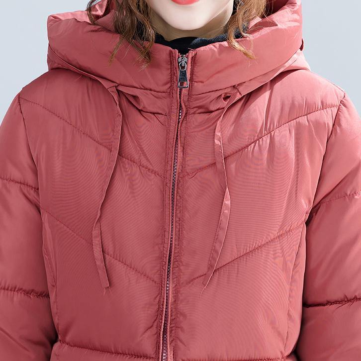 WW | White Trendy Plus Size Hooded Cotton Coat Elegant Zipper Pockets Winter Cotton Coats