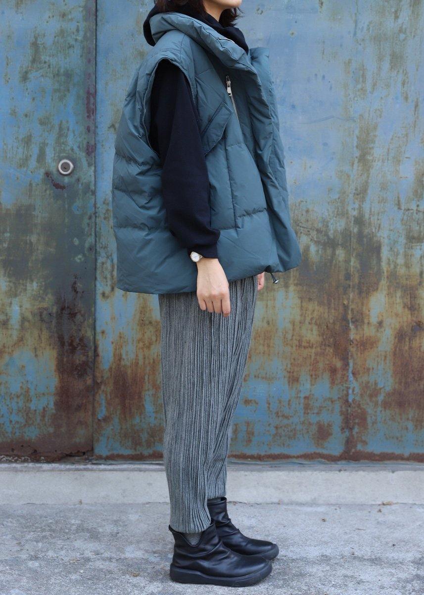 WW | Gray Green Outerwear Plus Size Jackets & Coats Sleeveless Stand-Up Collar Winter Outerwear