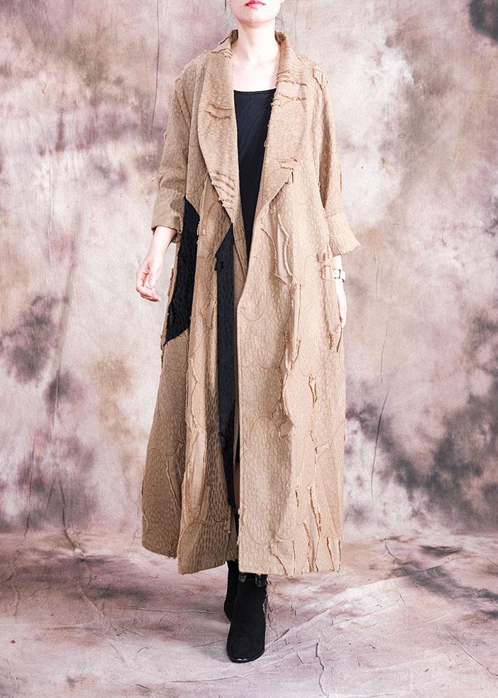 WW | khaki Mantel Damen große Größen Kleidung umklappbarer Kragen Bindegürtel Mäntel