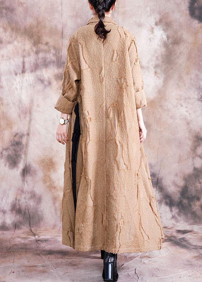 WW | khaki Mantel Damen große Größen Kleidung umklappbarer Kragen Bindegürtel Mäntel