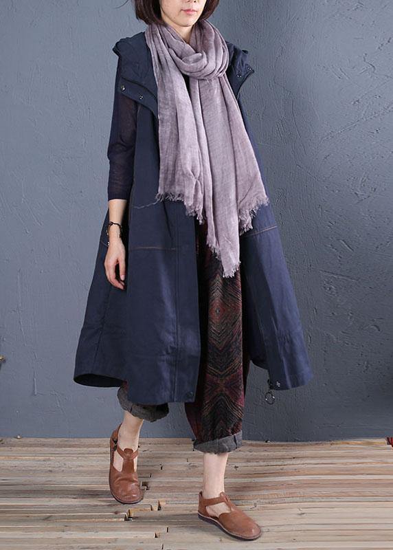 WW | Oversize langer Mantel blau Kapuzen ärmellose Jacken
