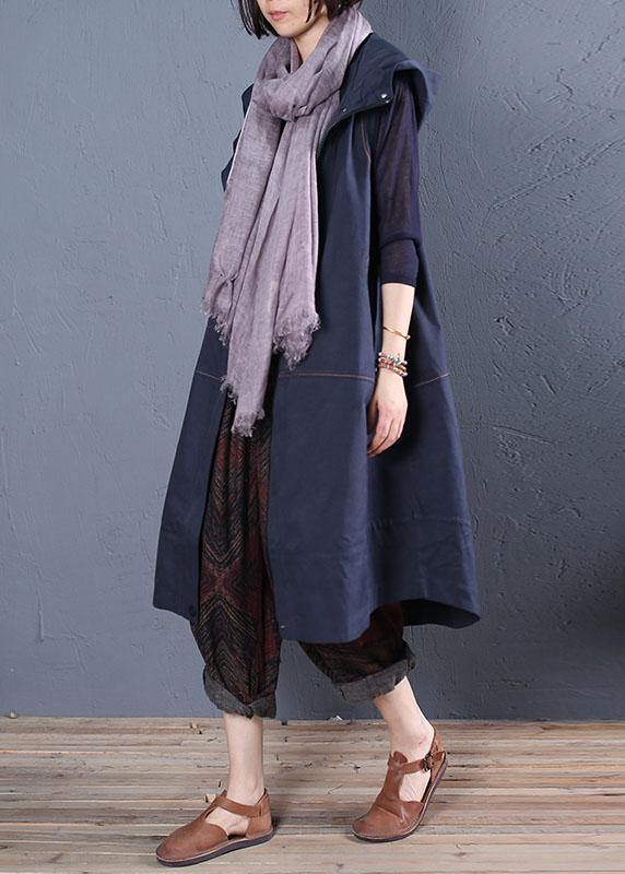 WW | Oversize langer Mantel blau Kapuzen ärmellose Jacken