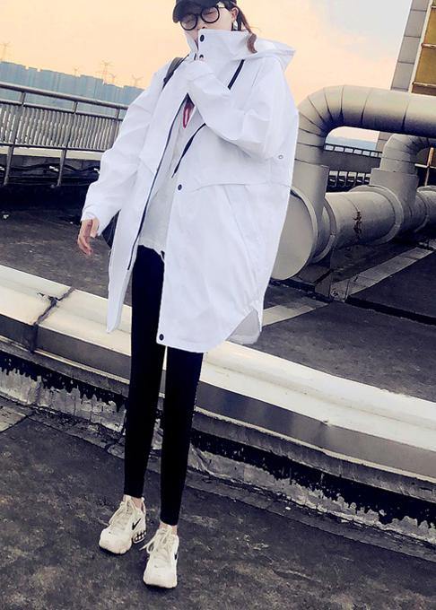 WW | Plus-Size Damen Parka Jacken weiße Kapuzen und Reißverschluss Daunenjacke für Frauen
