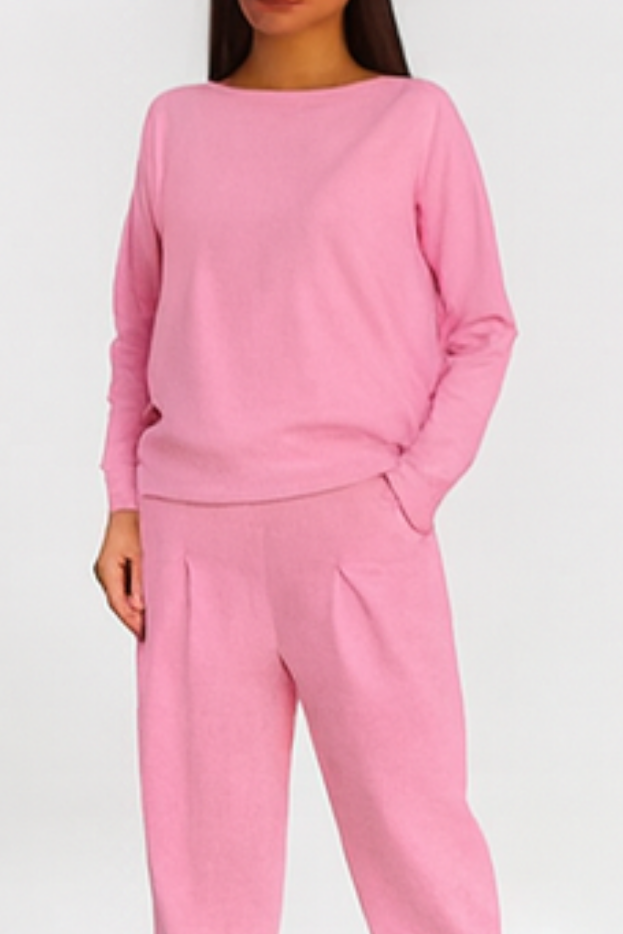 Alie Two-Piece with Round Neck & Long Sleeve - Pink