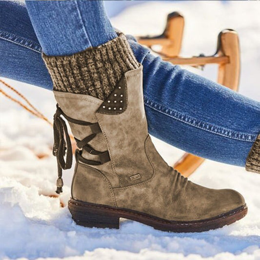 WW |  Leder Cowboy Stiefeletten mit Absatz für Damen - Für den Alltag