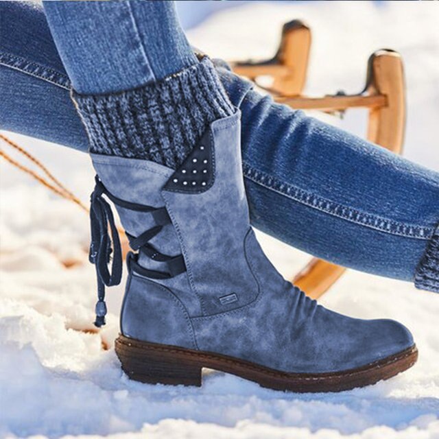 WW |  Leder Cowboy Stiefeletten mit Absatz für Damen - Für den Alltag