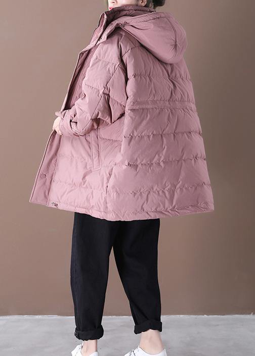 WW | pink Daunenmantel Winter Übergröße Schneejacken mit Kapuze Taschen Damen Übermantel