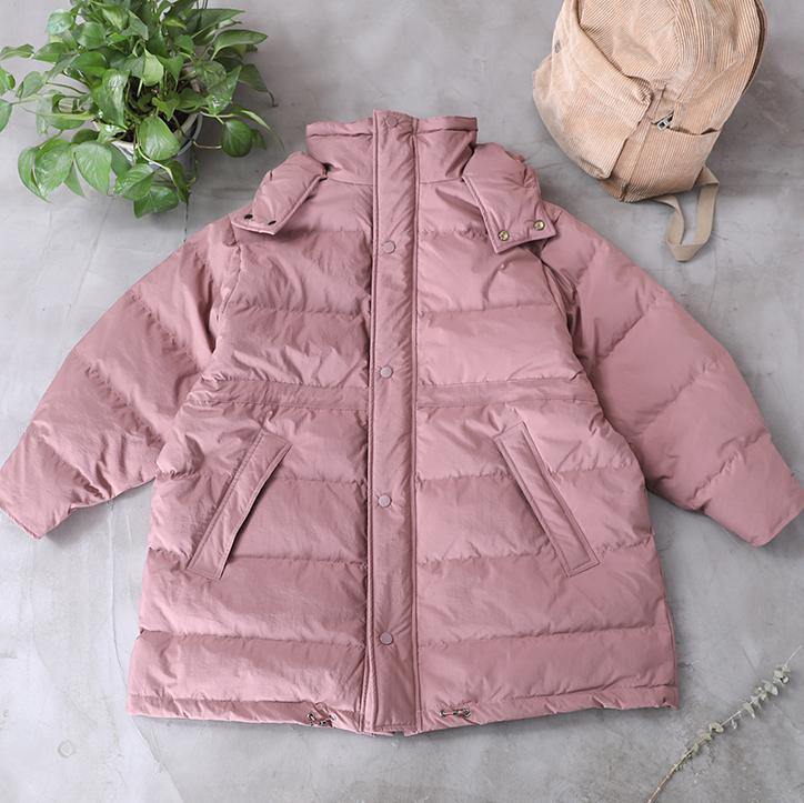 WW | pink Daunenmantel Winter Übergröße Schneejacken mit Kapuze Taschen Damen Übermantel