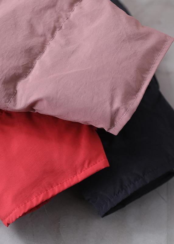 WW | pink Daunenmantel Winter Übergröße Schneejacken mit Kapuze Taschen Damen Übermantel