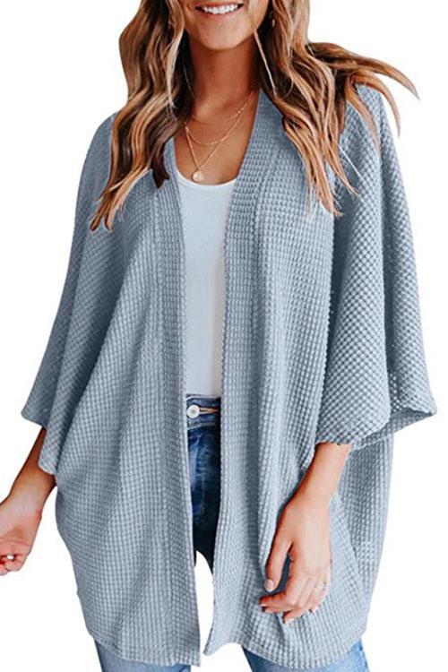 WW | Rosiedress Solid 3/4 Ärmel Offene Vorderseite Kimono Cardigan
