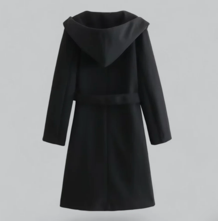 WW | Women's Coat with Tie Belt and Hood