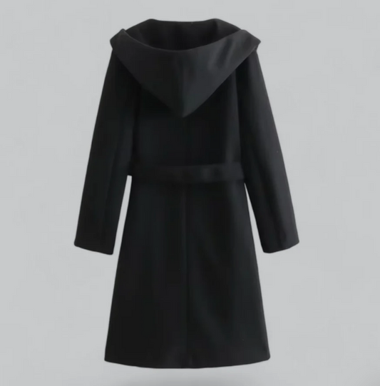 WW | Women's Coat with Tie Belt and Hood