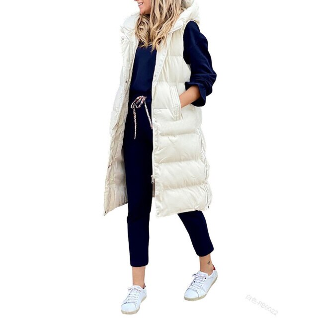 WW | Weste Baumwolle Langer Mantel Ärmellos Lose Jacke