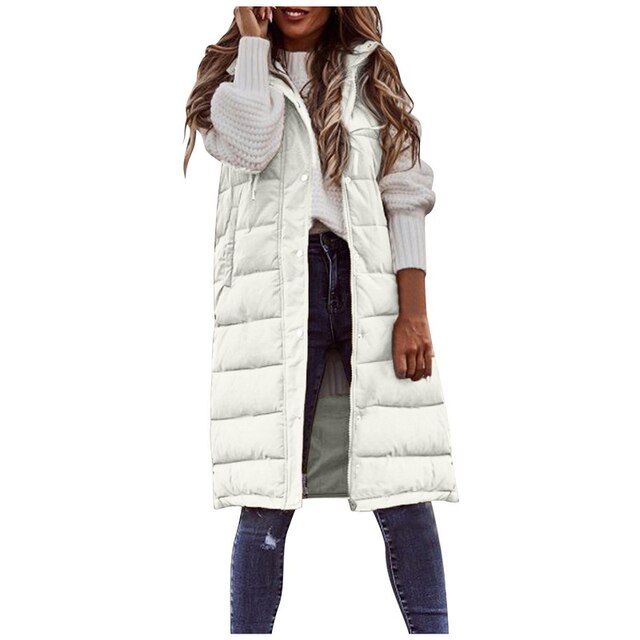 WW | Weste Baumwolle Langer Mantel Ärmellos Lose Jacke