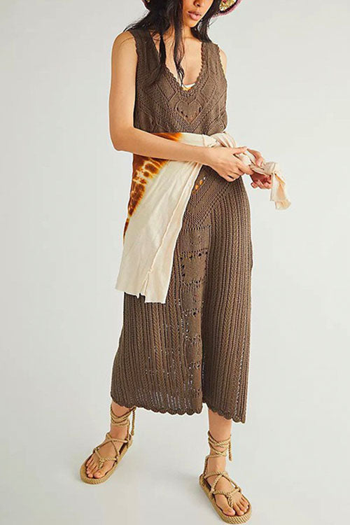 WW | Rosiedress Ärmelloses Hollow-Out-Seitenschlitz-Cover-Up-Kleid