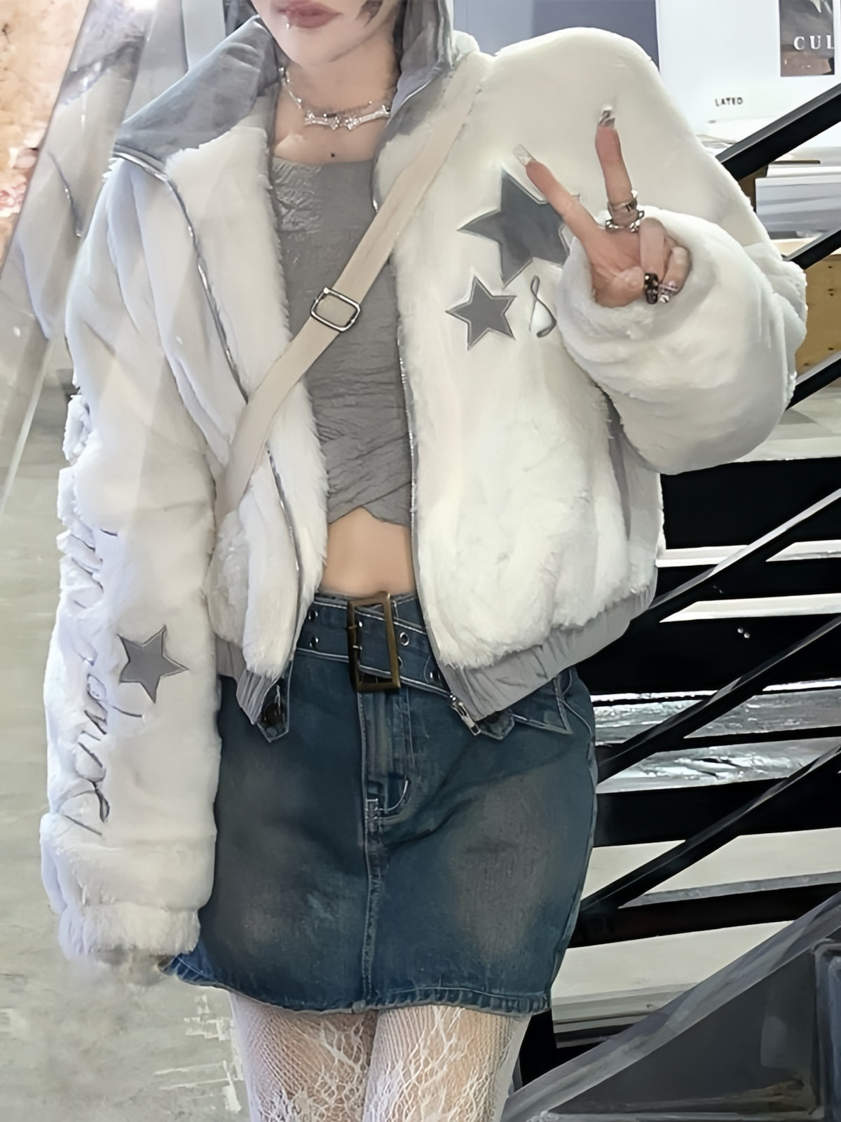 WW | Y2K Retro Fleece Jacket with Star Embroidery