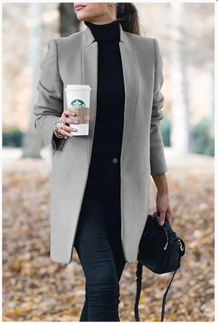 WW | Fashion Solid Wool Coat