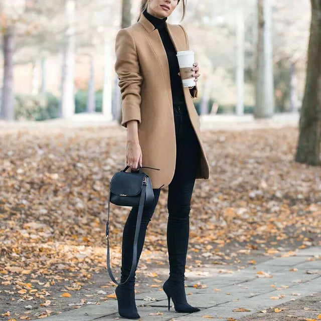 WW | Fashion Solid Wool Coat