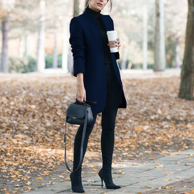 WW | Fashion Solid Wool Coat