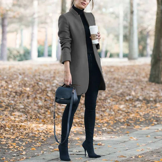 WW | Fashion Solid Wool Coat