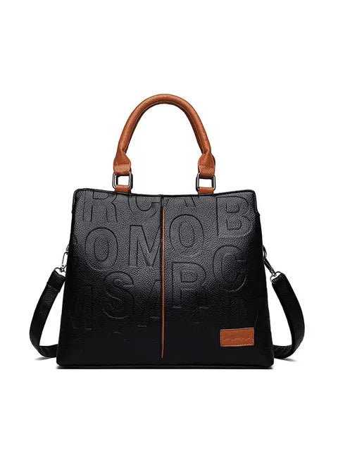 WW – Damenhandtasche aus weichem Leder mit geprägtem Buchstabendesign