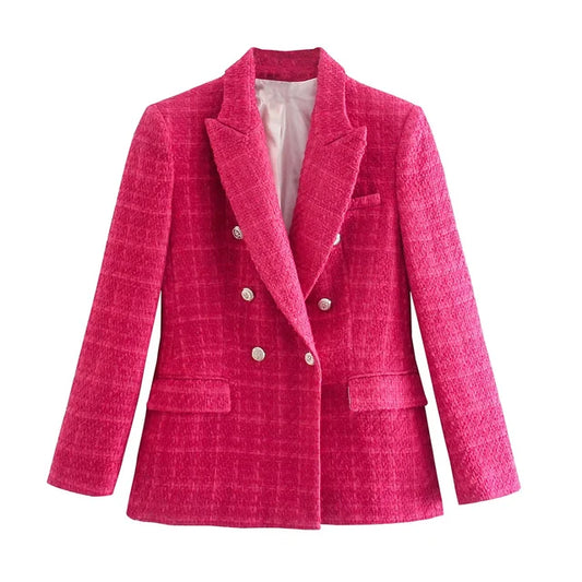 WW - Damen Doppelreihiger Lässiger Blazer mit Langen Ärmeln
