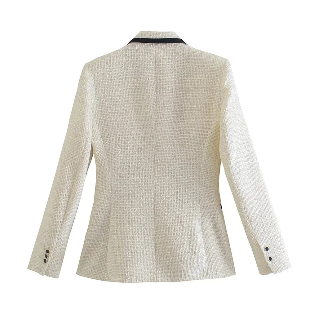 WW - Damen Doppelreihiger Lässiger Blazer mit Langen Ärmeln