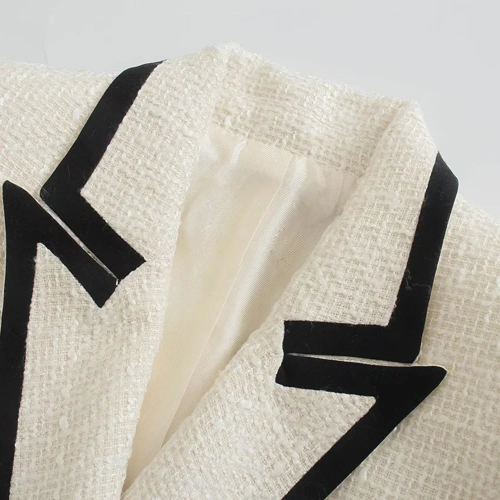 WW - Damen Doppelreihiger Lässiger Blazer mit Langen Ärmeln