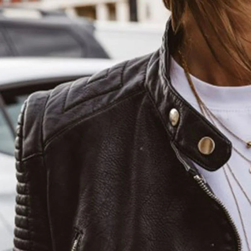 WW |  Schwarze Biker Lederjacke für Damen - Perfekt für den Alltag