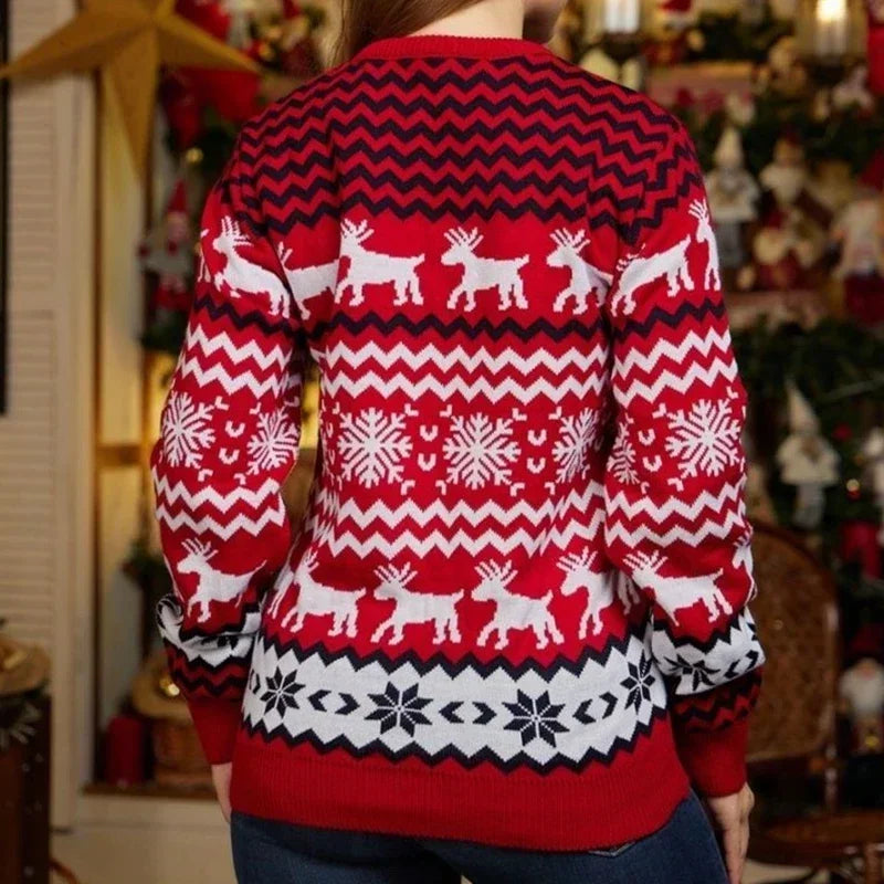 WW | WeihnachtsSweater Baumwollmischung mit festlichem Druck - Unisex Wintersweater