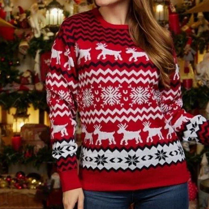 WW | WeihnachtsSweater Baumwollmischung mit festlichem Druck - Unisex Wintersweater