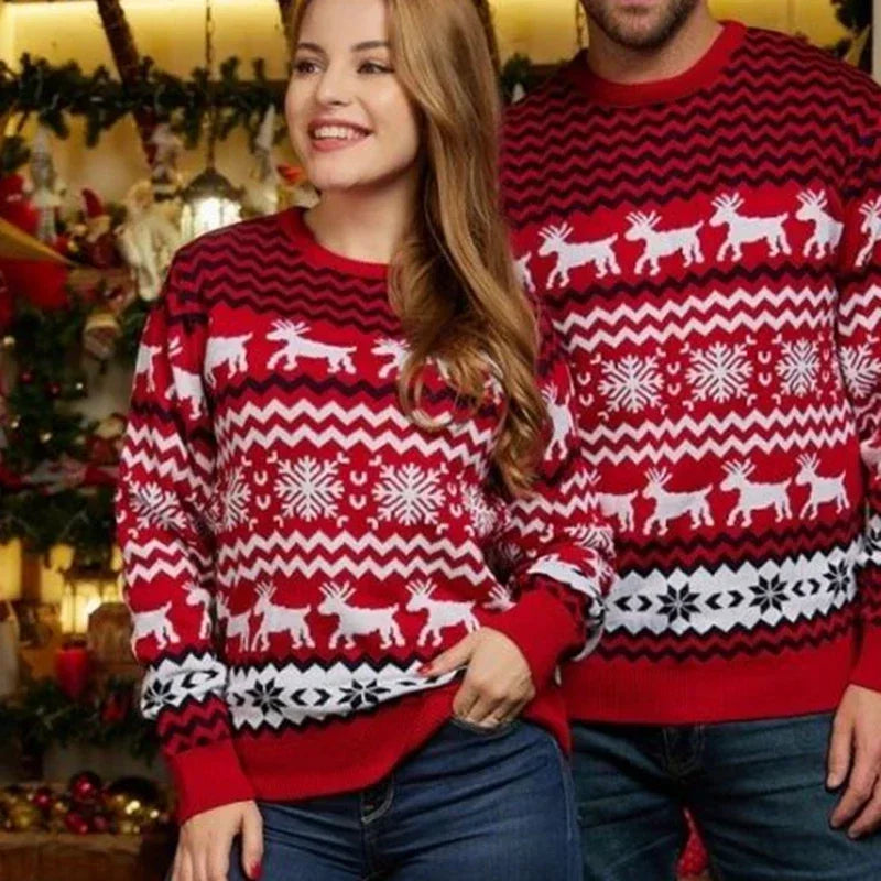 WW | WeihnachtsSweater Baumwollmischung mit festlichem Druck - Unisex Wintersweater