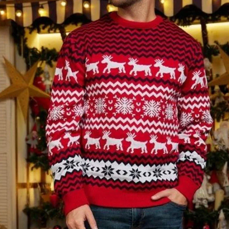 WW | WeihnachtsSweater Baumwollmischung mit festlichem Druck - Unisex Wintersweater