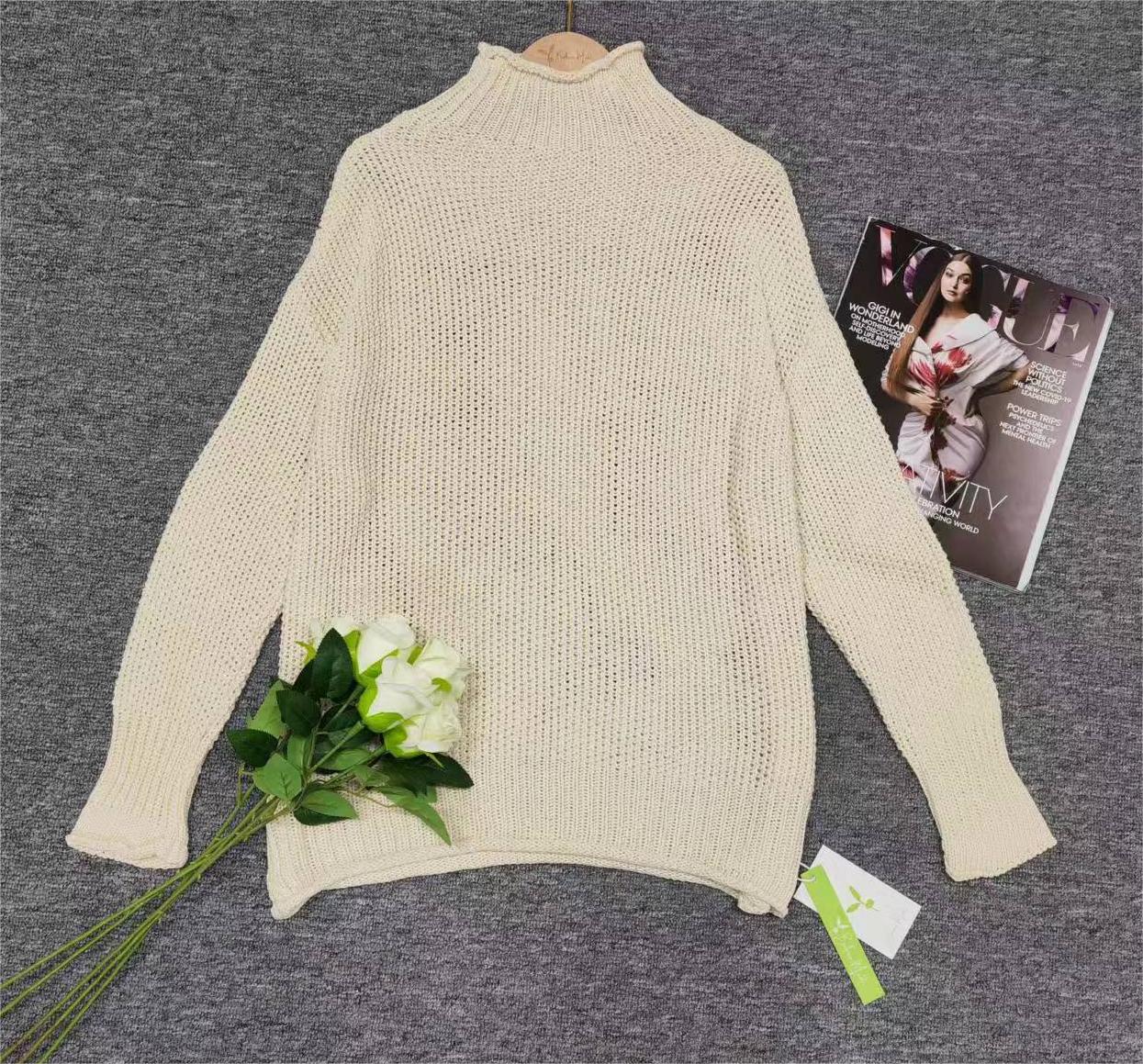 WW | Solid-colored Long-sleeved Sweater