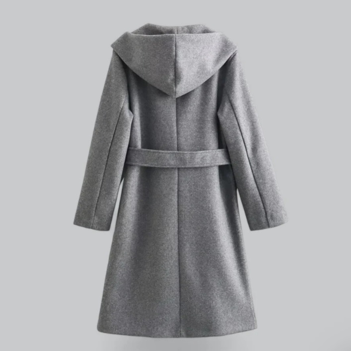 WW | Women's Coat with Tie Belt and Hood