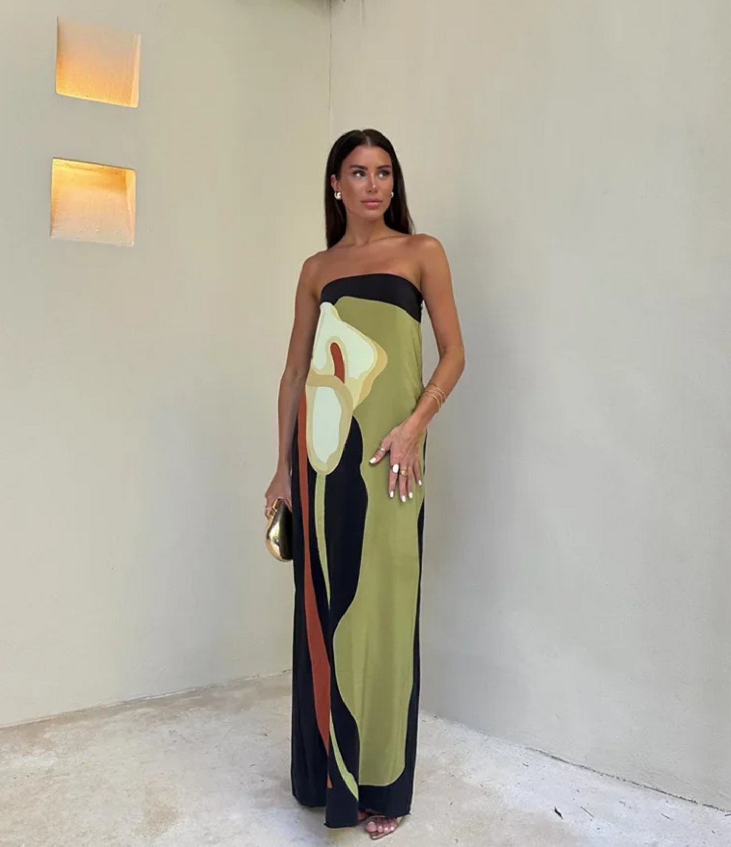 Paula - Printed off-the-shoulder dress