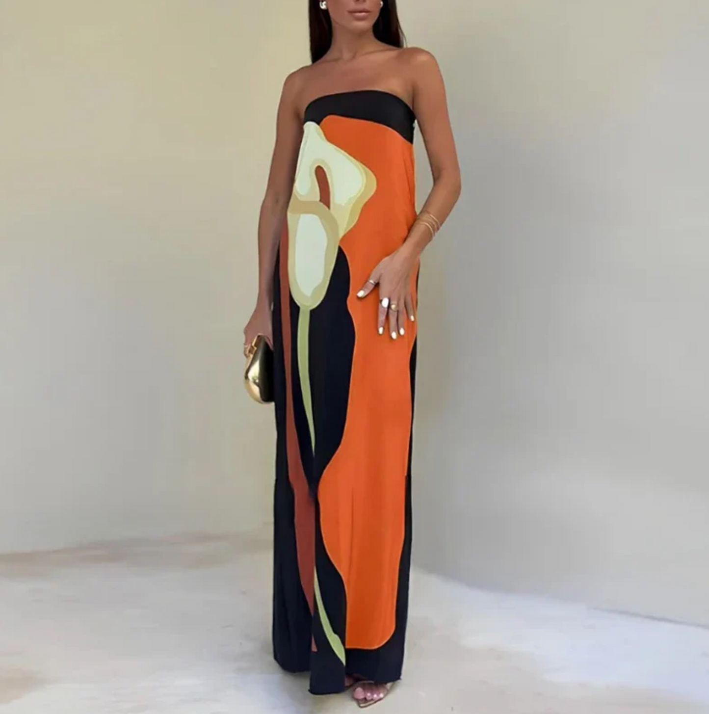 Paula - Printed off-the-shoulder dress