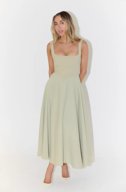 Whitney Square Neck Midi Dress